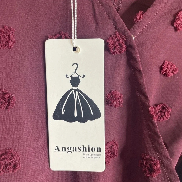 Angashion Maroon V-neck Polka Dot Romper Size Small - Picture 3 of 11